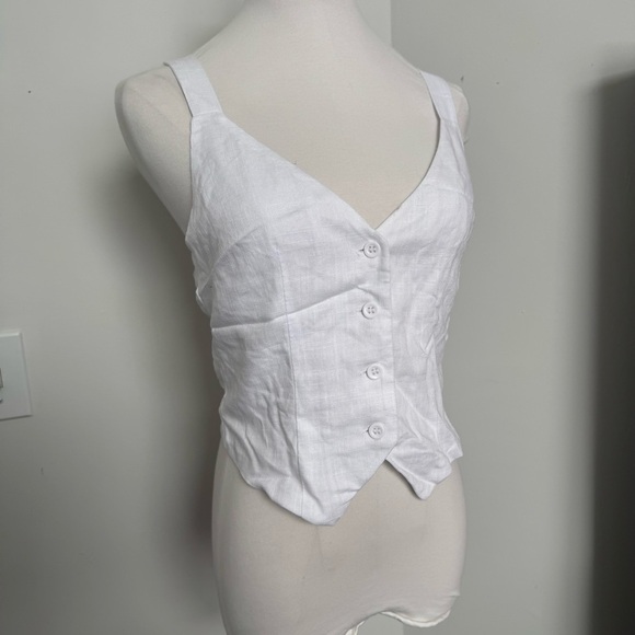 NWT H&M White Button-Up Top coastal cowgirl prairie western boho - Picture 2 of 5